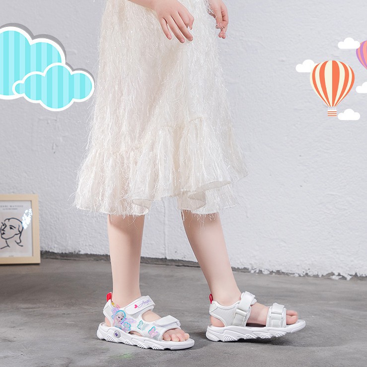 Giày sandal thoáng khí chống trượt họa tiết Frozen Elsa phong cách dạo biển dành cho bé