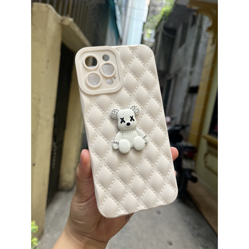 CUTE VIỀN VUÔNG BẢO VỆ CAMERAỐp Điện Thoại Hình Gấu 3D QUẢ TRÁM Cho Iphone X XS 11 12 13 PRO MAX SAMSUNG A12 A03