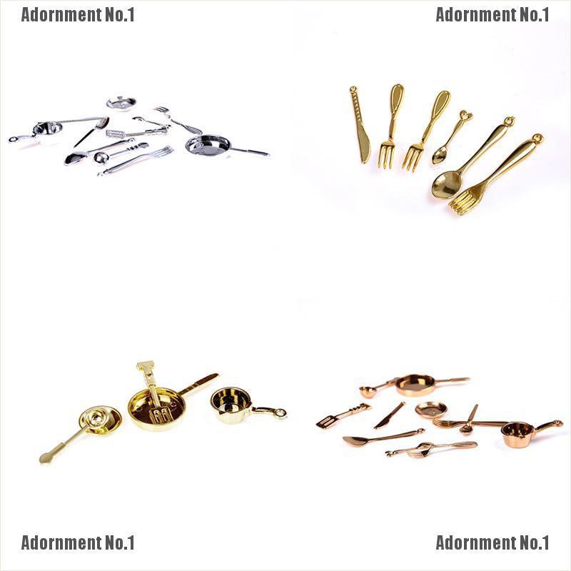 Bộ 11 Món Đồ Chơi Bàn Làm Việc Bằng Thép Không Gỉ Cho Nhà Búp Bê
