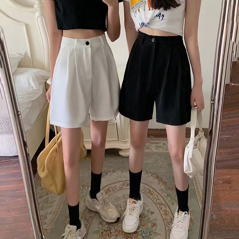 Quần đùi lưng cao màu trơn thời trang thích hợp cho nữ