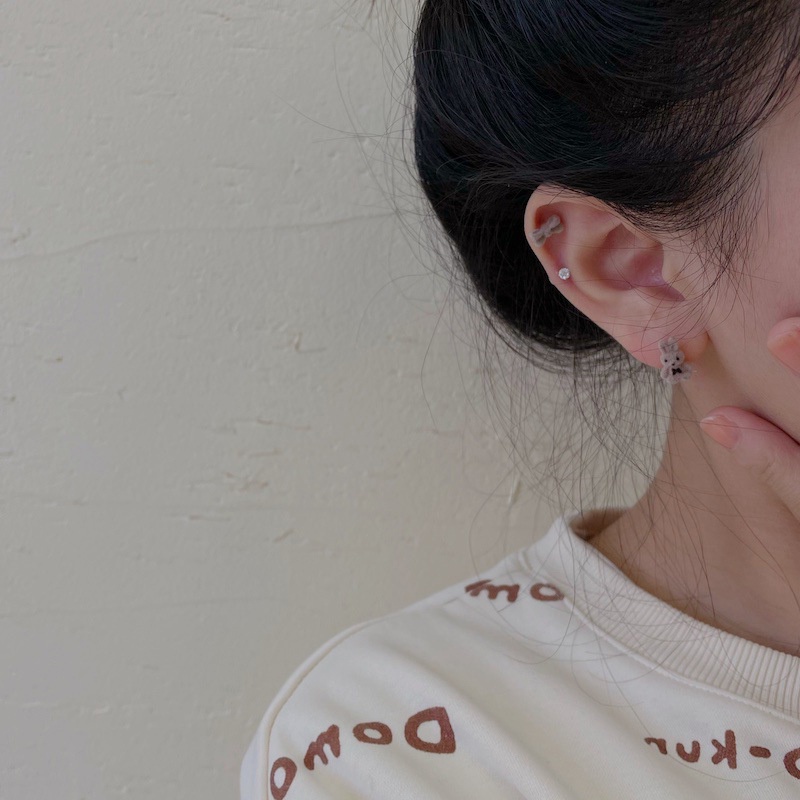 Bông Tai Hình Gấu/Thỏ/Nơ Đính Ngọc Trai Dễ Thương Xinh Xắn Cho Nữ
