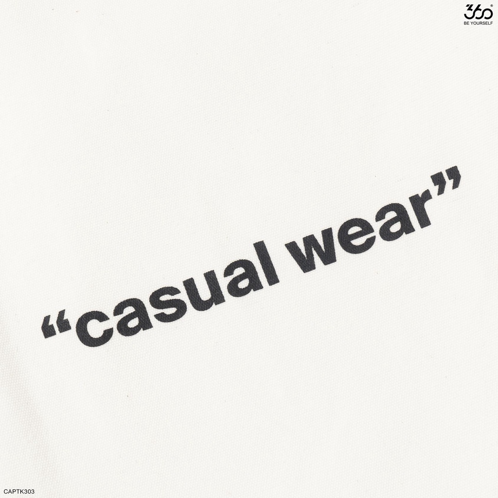 Túi tote vải Canvas in chữ có khuy bấm miệng túi tiện lợi thương hiệu thời trang 360 Boutique - CAPTK303