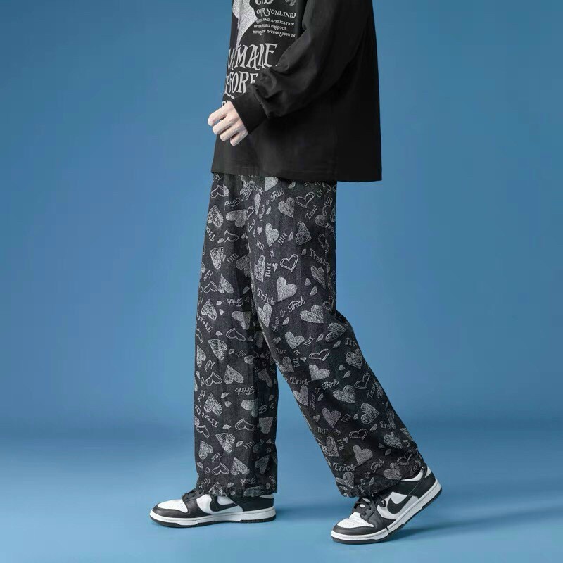 Quần Jogger họa tiết Nam Nữ Unisex Form rộng - quần dài có dây rút cổ chân ống rộng GIDI