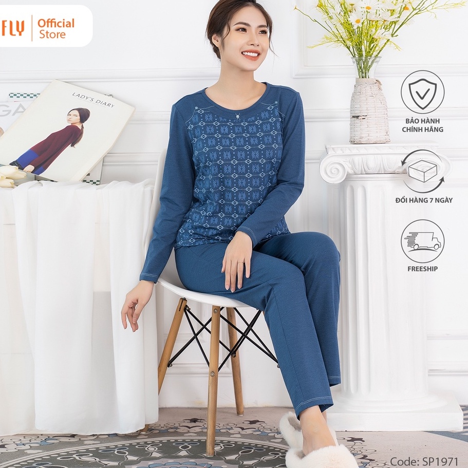 Bộ đồ mặc nhà nữ cotton SUNFLY áo dài quần dài SP1971