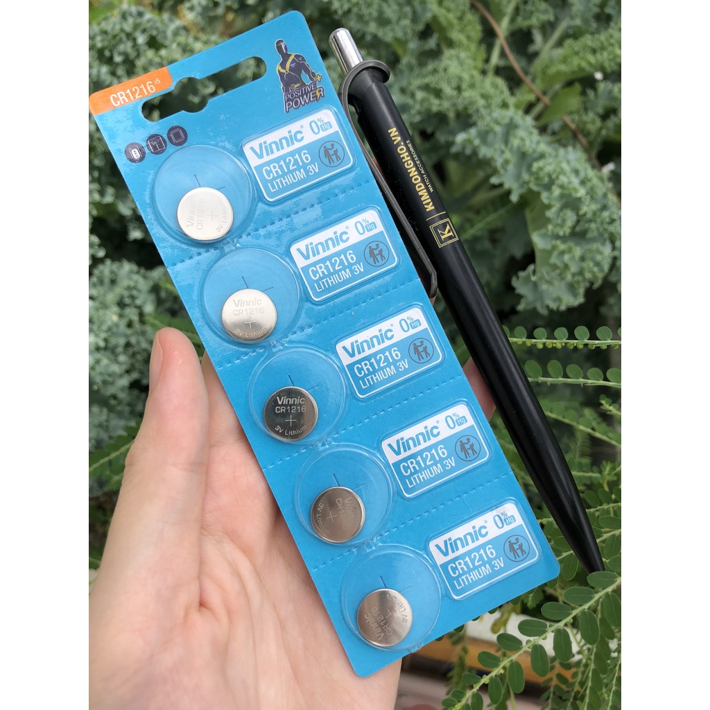 Vỉ 5 Viên Pin Đồng Hồ CR1216 1216 VINNIC Lithium 3V