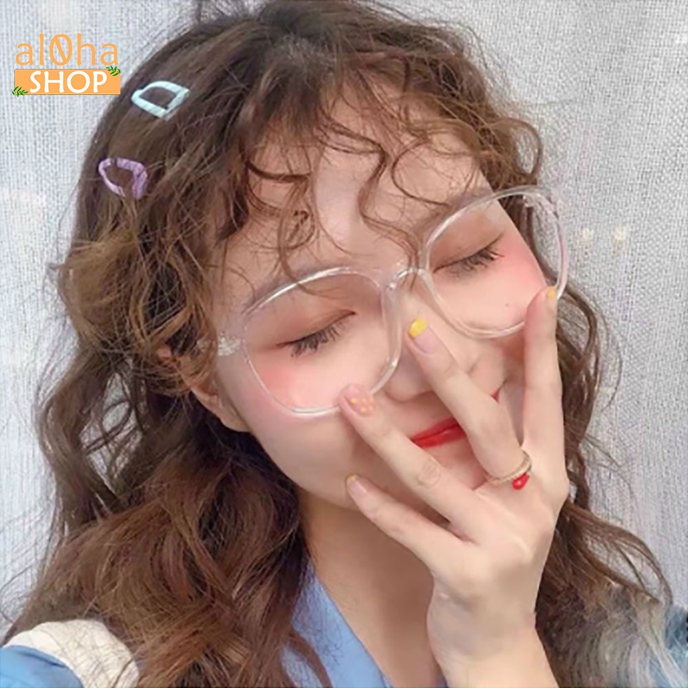 Mắt kính thời trang chống bụi gọng nhựa tròn K016 unisex nam nữ style giả cận - al0ha Shop