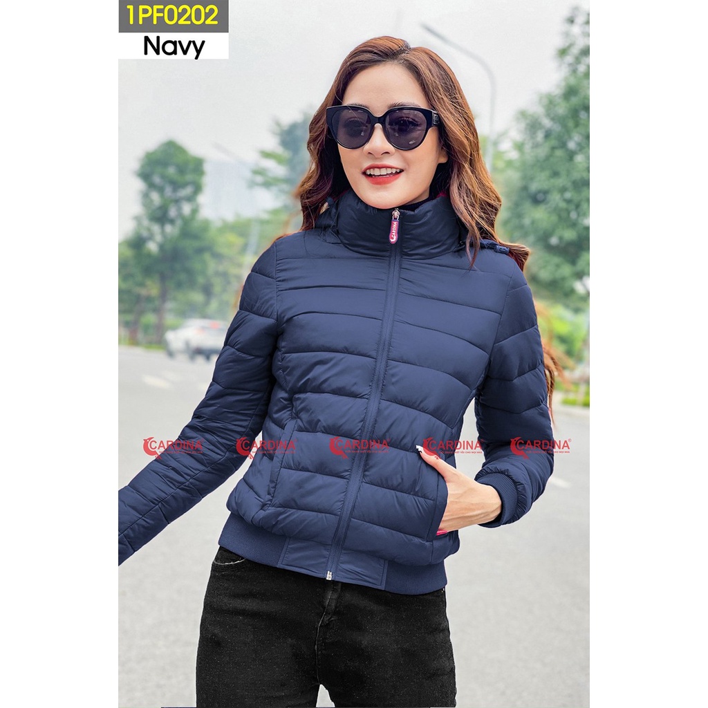 Áo phao nữ CARDINA chất gió trơn trần bông siêu nhẹ Nhật cao cấp xua tan mùa đông giá lạnh 1PF02.