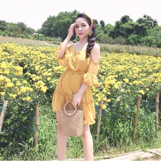 Váy đũi 2 dây hở vai