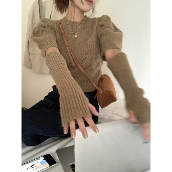 ZHELIHANGFEI Áo Sweater Dệt Kim Tay Dài Dáng Ôm Lưng Cao Thời Trang Quyến Rũ Cho Nữ