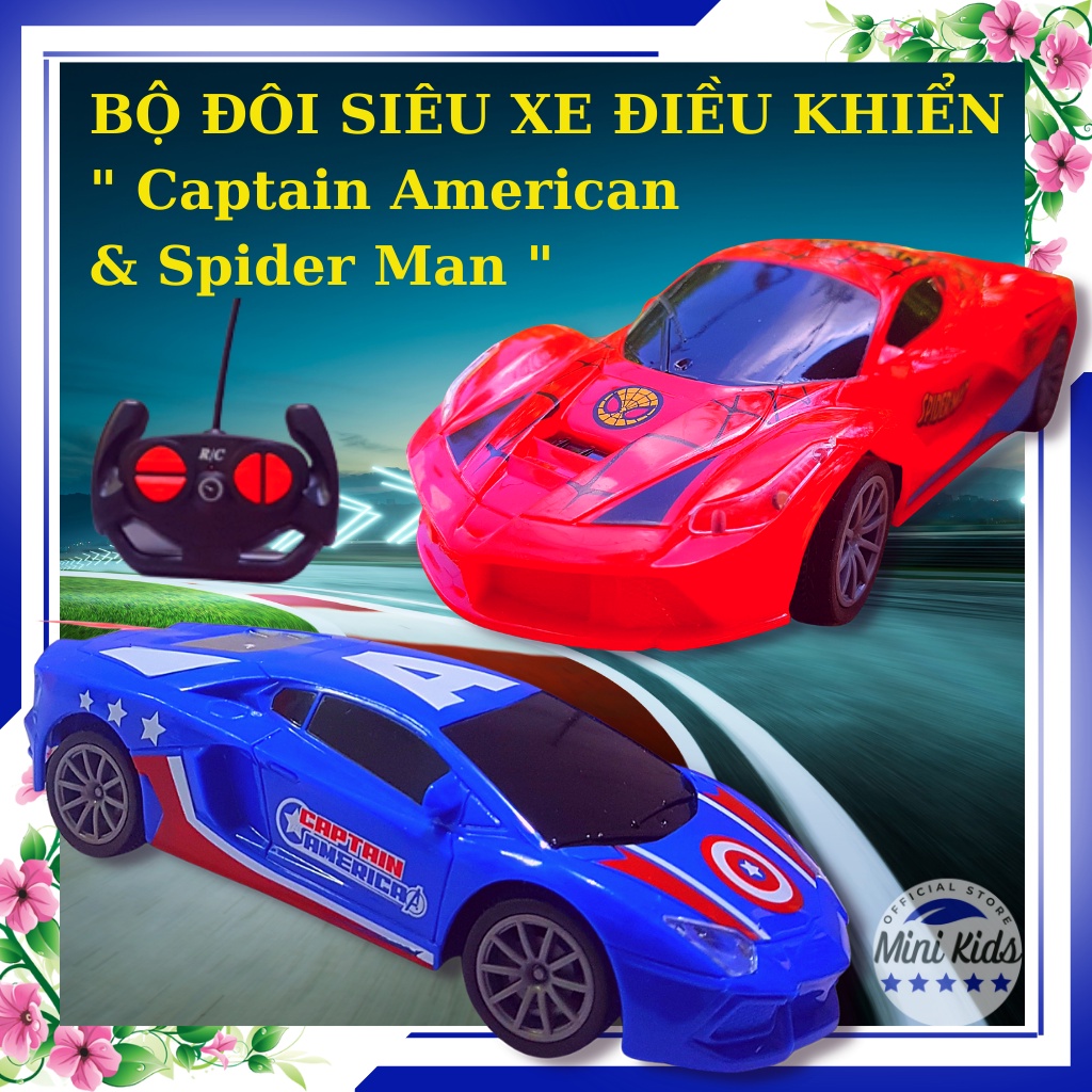 Ô tô điều khiển từ xa 4 chiều Người Nhện, siêu xe Anh Hùng Mỹ - có đèn sáng , tố độ cao màu sắc bắt mắt -MiniKids