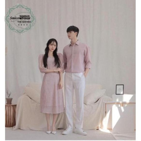 SET ÁO SƠ MI CẶP ĐÔI ĐẦM DÀI CHỤP ẢNH CƯỚI