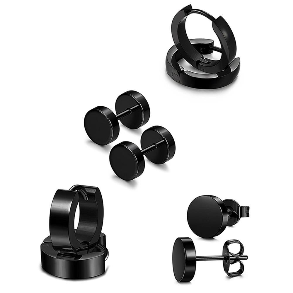 MAXG Set 4 Đôi Khuyên Tai Dạng Thanh Tạ Màu Đen Phong Cách Gothic