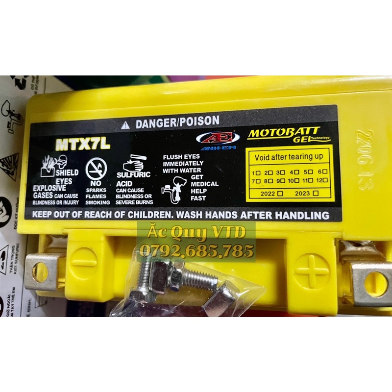 Bình ắc quy GEL Motobatt MTX7L_Dành cho xe SH nhập
