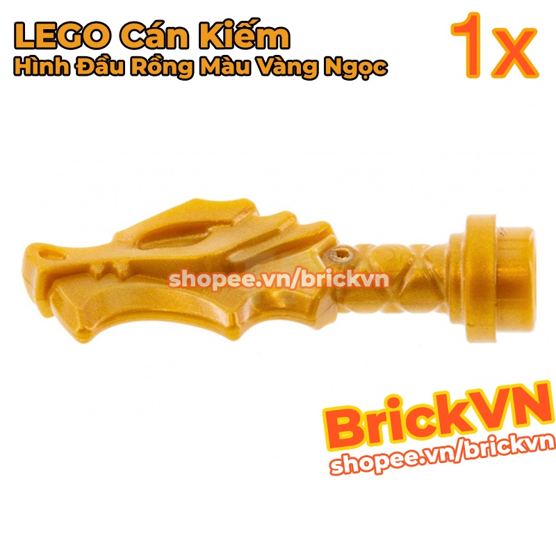 Phụ Kiện LEGO Chuôi Dao / Cán Kiếm Hình Đầu Rồng Màu Vàng Ngọc ID 36017