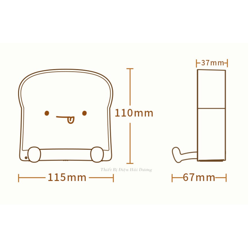 Đèn Ngủ Cạnh Giường Hình Bánh Mì Hoạt Hình Dễ Thương - Pin Sạc Tích Điện - Có giá Đỡ Điện Thoại - 3 Mẫu - Bảo Hành 1 Năm