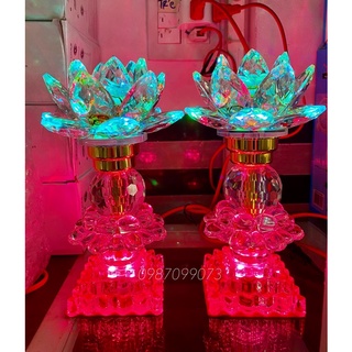 ĐÈN THỜ PHA LÊ HOA SEN (1CẶP) 23CM