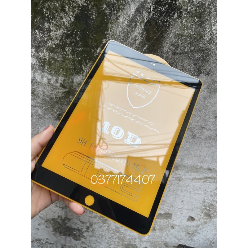 Kính cường lực Full màn 10D cho iPad Gen 7, Gen 8 10.2inch full keo toàn màn hình