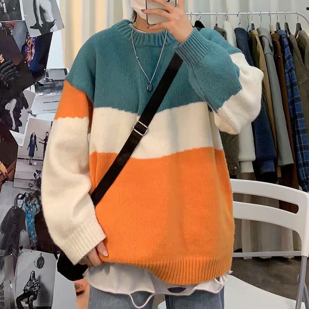 Áo sweater cổ tròn dáng rộng thiết kế rách thời trang thu đông cho nam và nữ