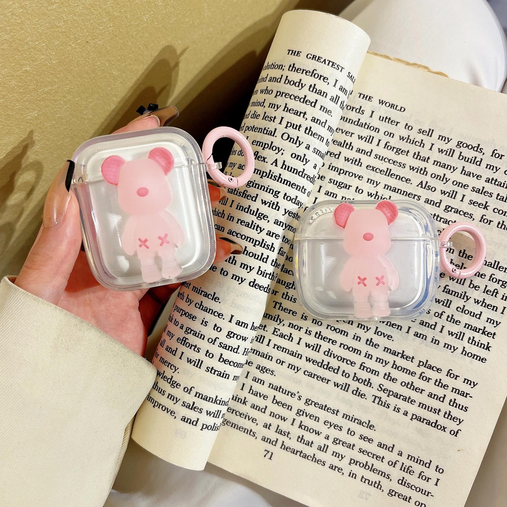 Vỏ Bảo Vệ Hộp Sạc Tai Nghe AirPods 1 2 pro 3 2021 gen3 Bluetooth Không Dây Chất Liệu Silicon IMD Mềm Hình Vuông Họa Tiết Gấu Violent Bear