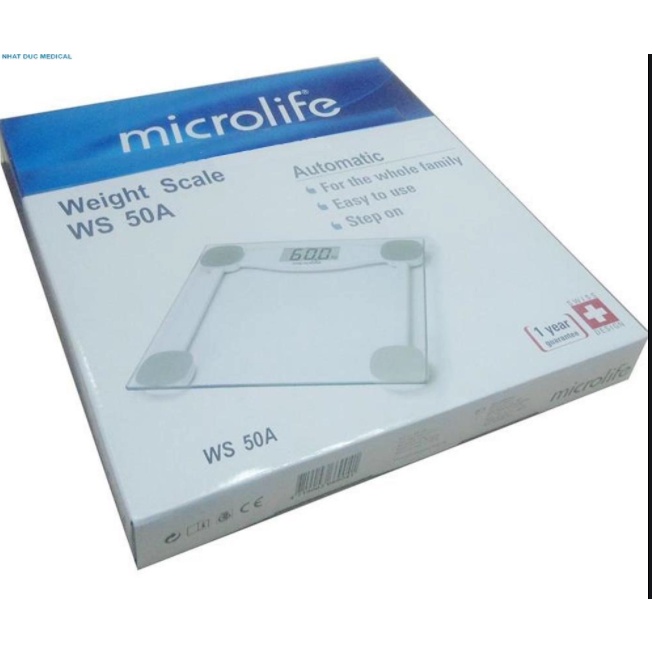 [CHÍNH HÃNG] Cân sức khỏe điện tử mặt kính Microlife WS 50A, đo tới 150kg, thiết kế nhỏ gọn