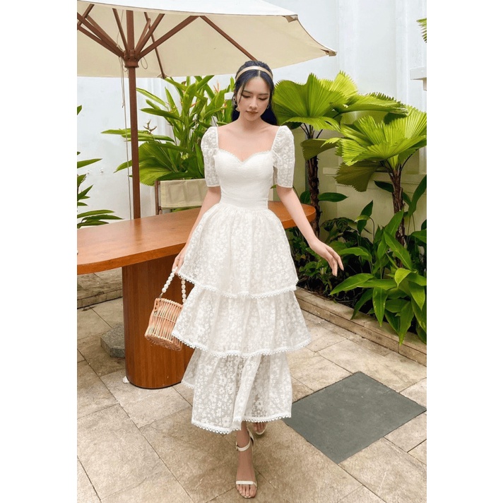 (Free ship) Mẫu Đầm Ren Tầng Hở Lưng Mới Ra Kho -- Sale Lớn 50% Cho Nóng UP HHP Fashion