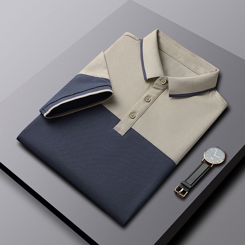 Áo polo Ngắn Tay Cổ Bẻ Nhiều Lớp Thoáng Khí Màu Sắc Đơn Giản Dành Cho Nam