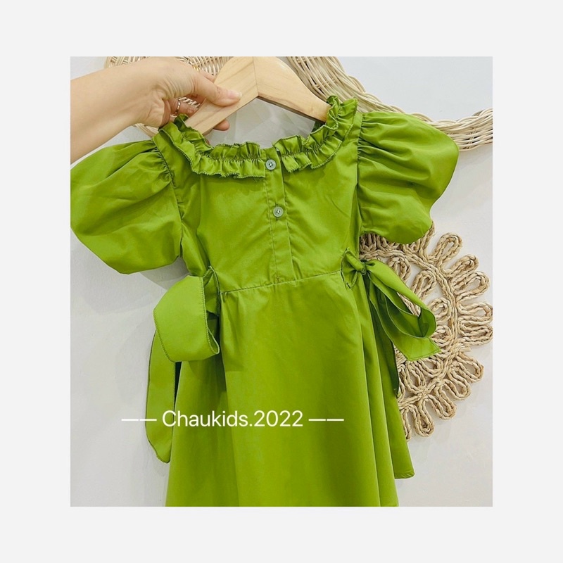 XANH LÁ Váy bèo cổ bé gái mã 55067