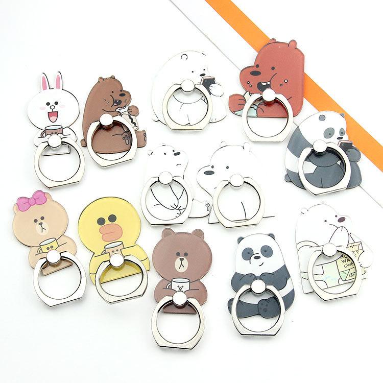 New Cartoon Animation Character Line Friends We Bear Bears Cute Animals Couple Mobile Phone Ring Bracket Desktop Phone Holder   Dây điện thoại di động