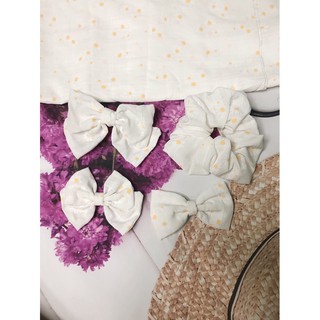Scrunchies chun buộc tóc vải kẹp mái kẹp nơ hoa cúc