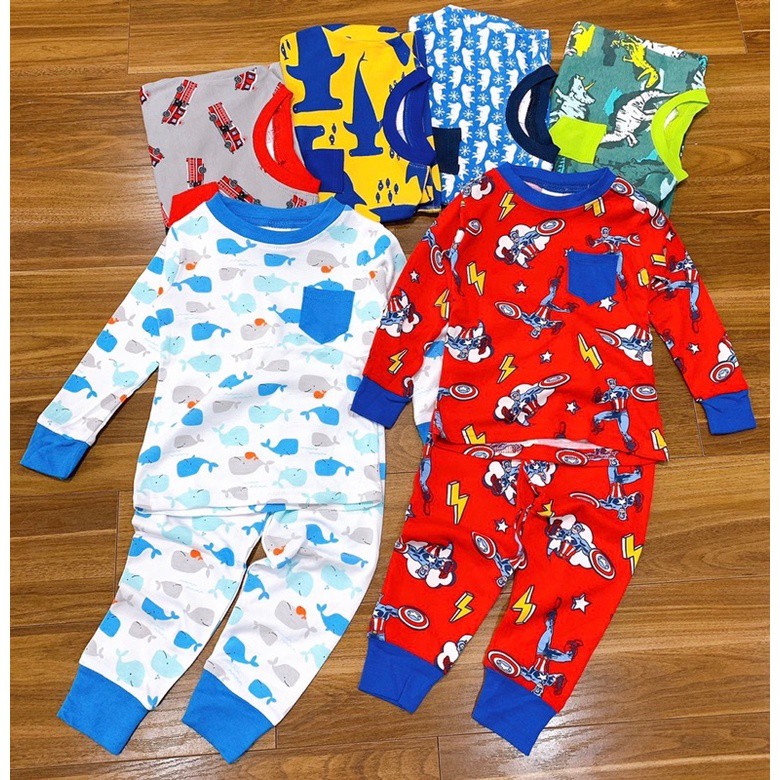 Bộ dài tay cotton borip bé trai có túi (Sz 10-23kg)