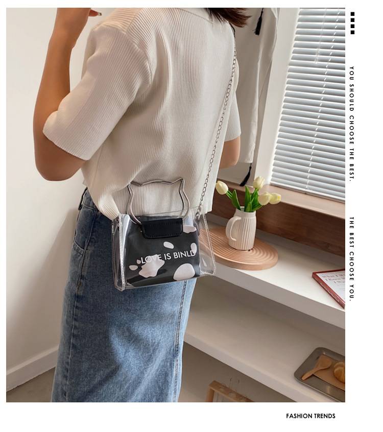 Korean version of the net red hand bag female 2021 new transparent small bag PVC chain wild shoulder Messenger bag tide