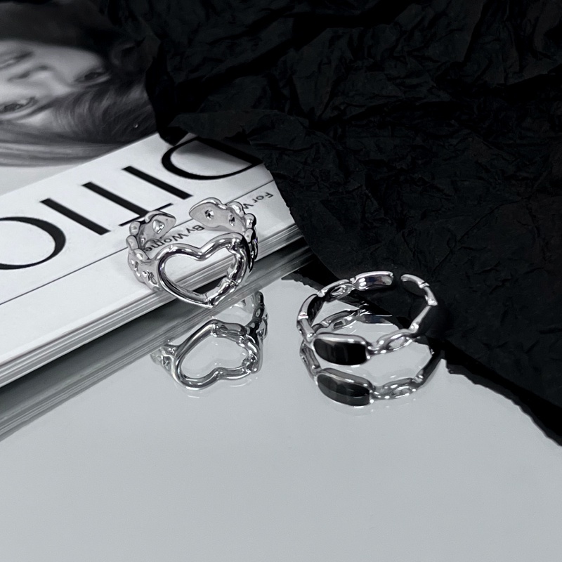 Nhẫn Hở Hình Trái Tim Phong Cách hip hop Hàn Quốc Kiểu Dáng Mới