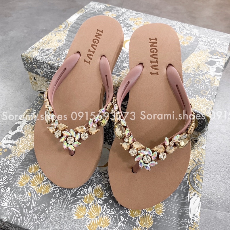 Dép nữ đính đá phối màu trendy, dép quai kẹp tông quảng châu cao cấp đa dạng kiểu dáng, chống thấm nước