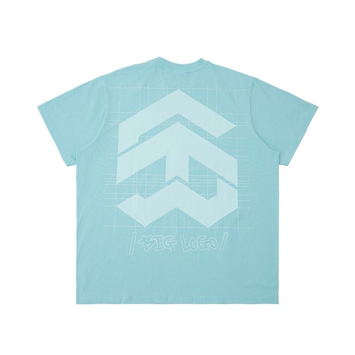 5THEWAY® /public icon/ BIG LOGO SQUARE TEE in WINTER SKY aka Áo Thun Tay Ngắn Xanh Da Trời