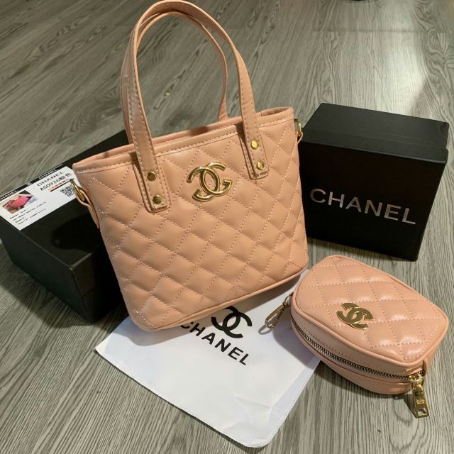 Set túi xách và ví trần ô mác chữ x chất da trơn mịn
