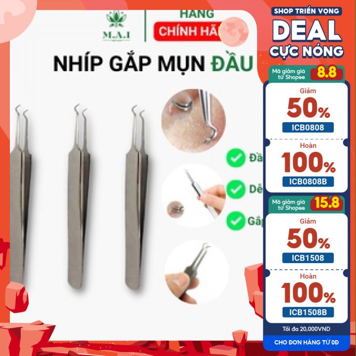 Nhíp Gắp Mụn Đầu Đen - Đầu Cong - Dễ Dàng Lấy Sạch Nhân Mụn Dưới Da
