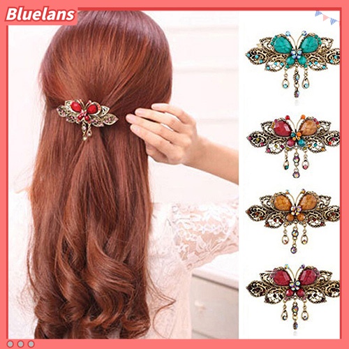 Kẹp tóc kiểu bướm đính đá phong cách cổ điển thời trang