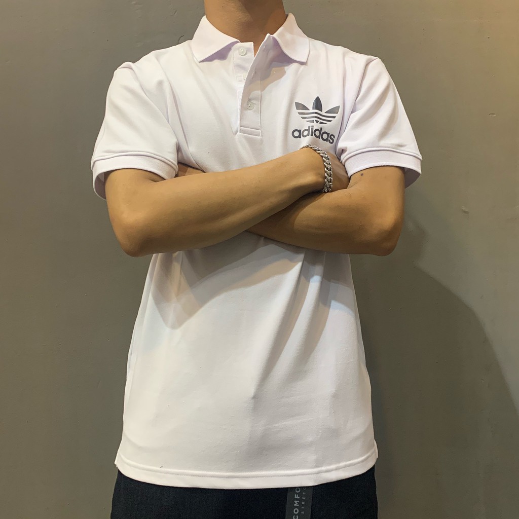 Áo polo tay ngắn có cổ ADJDAS SWOOSH (hình shop tự chụp) | BigBuy360 - bigbuy360.vn