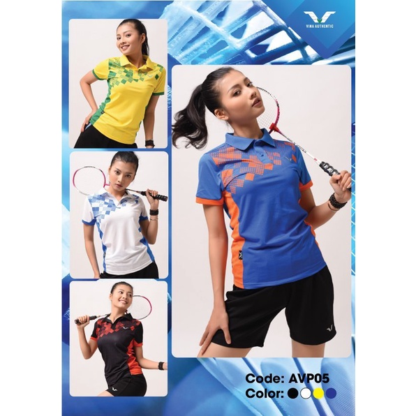 Bộ Thể Thao Nữ AVP05 Vina Sport Áo Tập Cầu Lông, Gym, Tennis , Quần Đùi Co Giãn 4 Chiều Năng Động Thấm Hút Tốt
