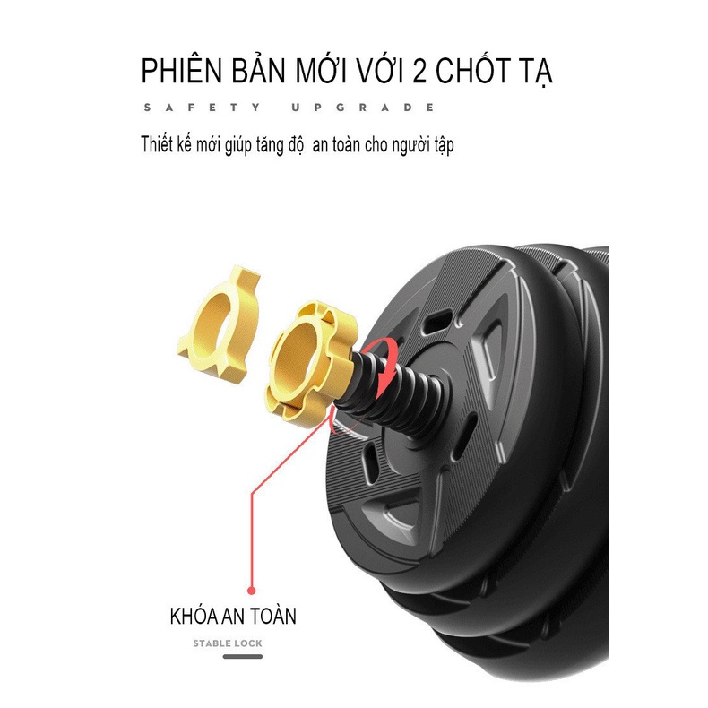 Bộ Tạ Tay Đa Năng  20kg Kết Hợp Tạ Đòn, Tạ Ấm Tháo Lắp Điều Chỉnh Siêu Bền