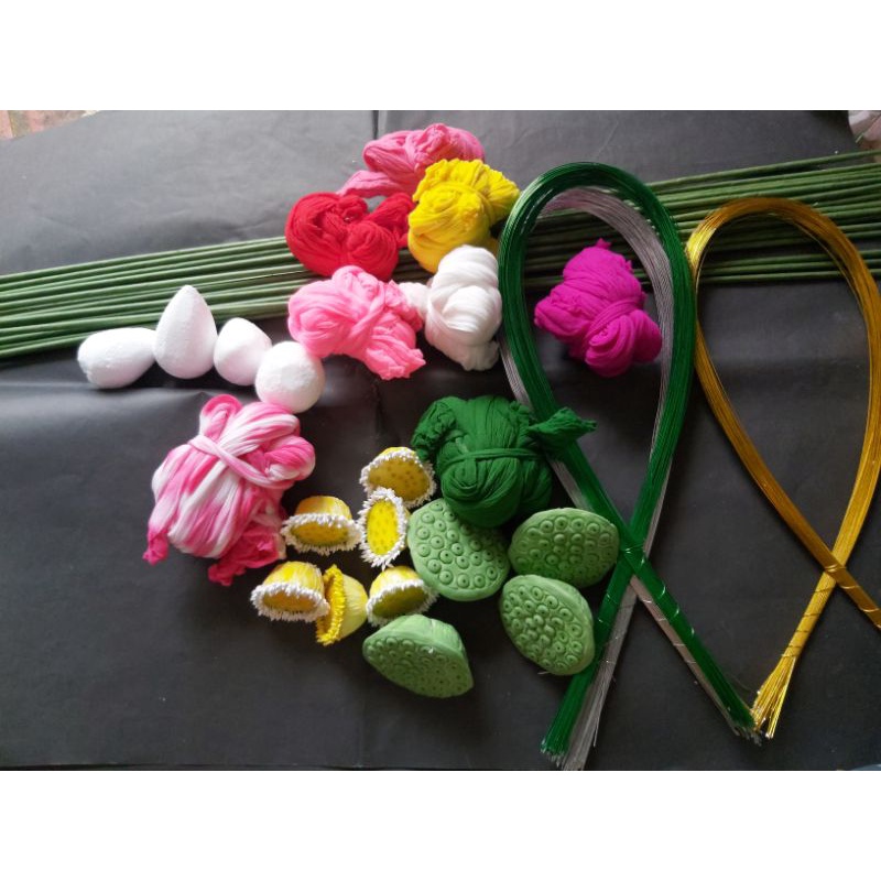 Set Nguyên liệu làm hoa sen bằng vải voan