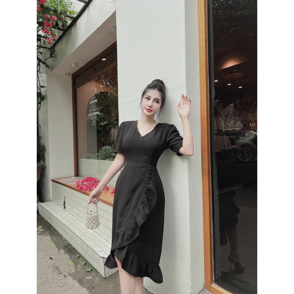 ĐẦM THIẾT KẾ ĐẮP CHÉO PHỐI BÈO KHÁNH LINH –M018