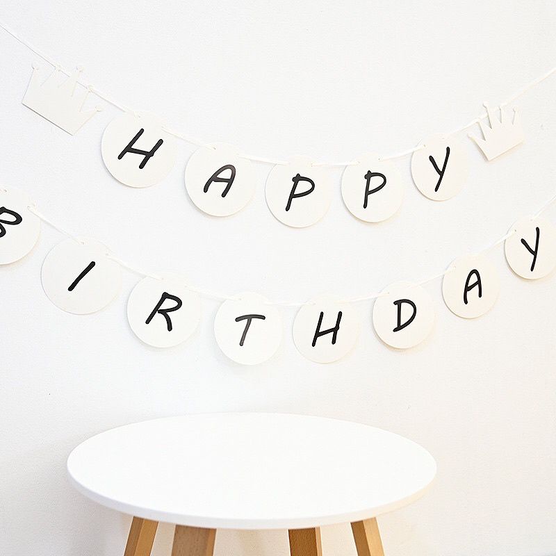 Dây Chữ Banner Happy Birthday Trang Trí Sinh Nhật Bằng Giấy Dáng Tròn Phong Cách Hàn Quốc - Kemshop K40