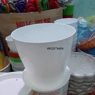 Combo bộ chậu trồng cây hoặc thả sen  kèm đĩa lót đáy rộng 20cm x cao 20cm
