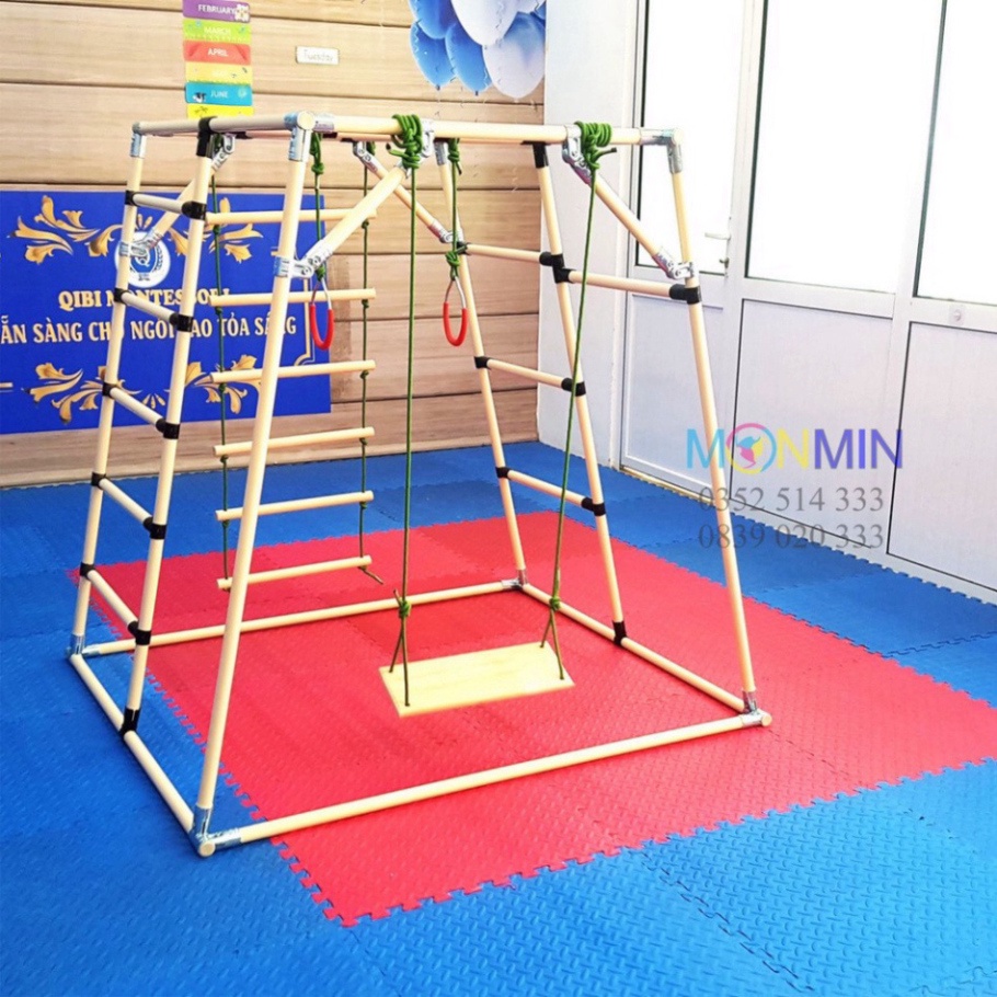 Xà đu đa năng Satech, khung vận động cho bé, hình hộp thang cân, bộ cao 1.35m: Trò chơi 1 3 4 5