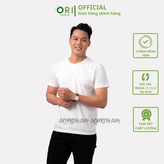 Áo Thun Nam, Áo Phông Hàng Hiệu Cao Cấp Cổ Tròn  Nhật Bản Gold Rhino  Ori Kháng Khuẩn Khử Mùi Cotton Màu Trắng