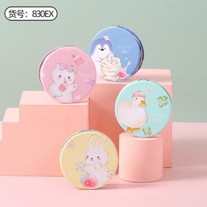 Gương 2 mặt dễ thương hình tròn, hình vuông