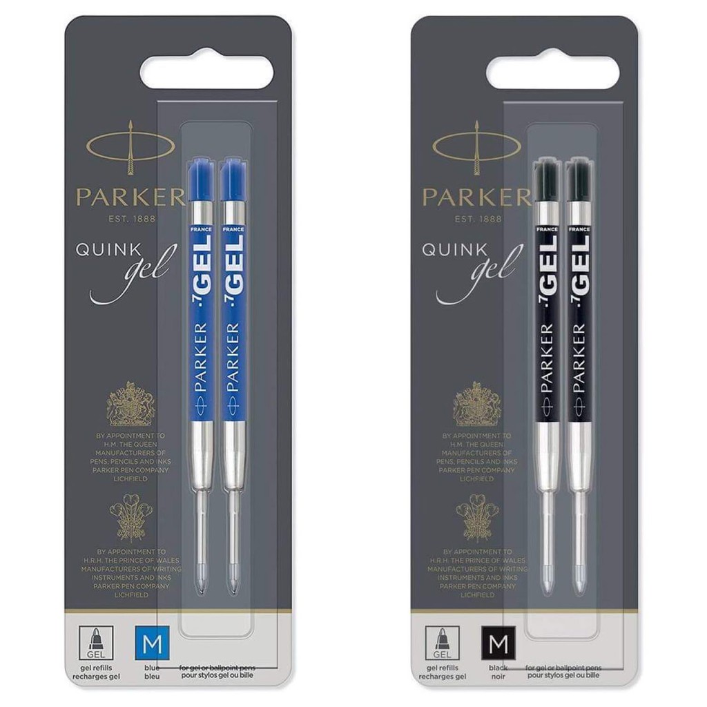Vỉ 2 ruột viết mực Parker GEL cho bút bi - Made in France, chính hãng Parker - Ballpoint Pen Gel Ink Refills