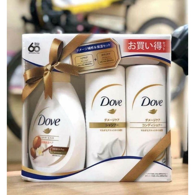 Set 3 gội xả tắm DOVE hương sữa Nhật Bản