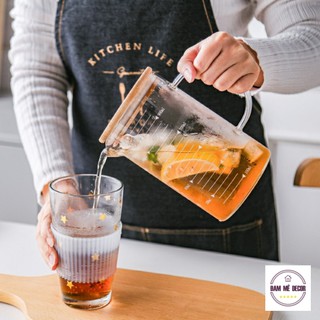Cốc thủy tinh chia vạch - ly thủy tinh chia vạch chịu nhiệt đun được trên bếp có nắp gỗ và tay cầm 350ml 500ml 1000ml